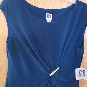 Anne Klein Navy Midi Dress Size 8 NWT